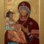 Holy Mother - Bogorodica Trojerucica - commissioned Orthodox Icon - Egg Tempera with gold on wood - 40x30cm 2021. painted by artist Milica Marusic