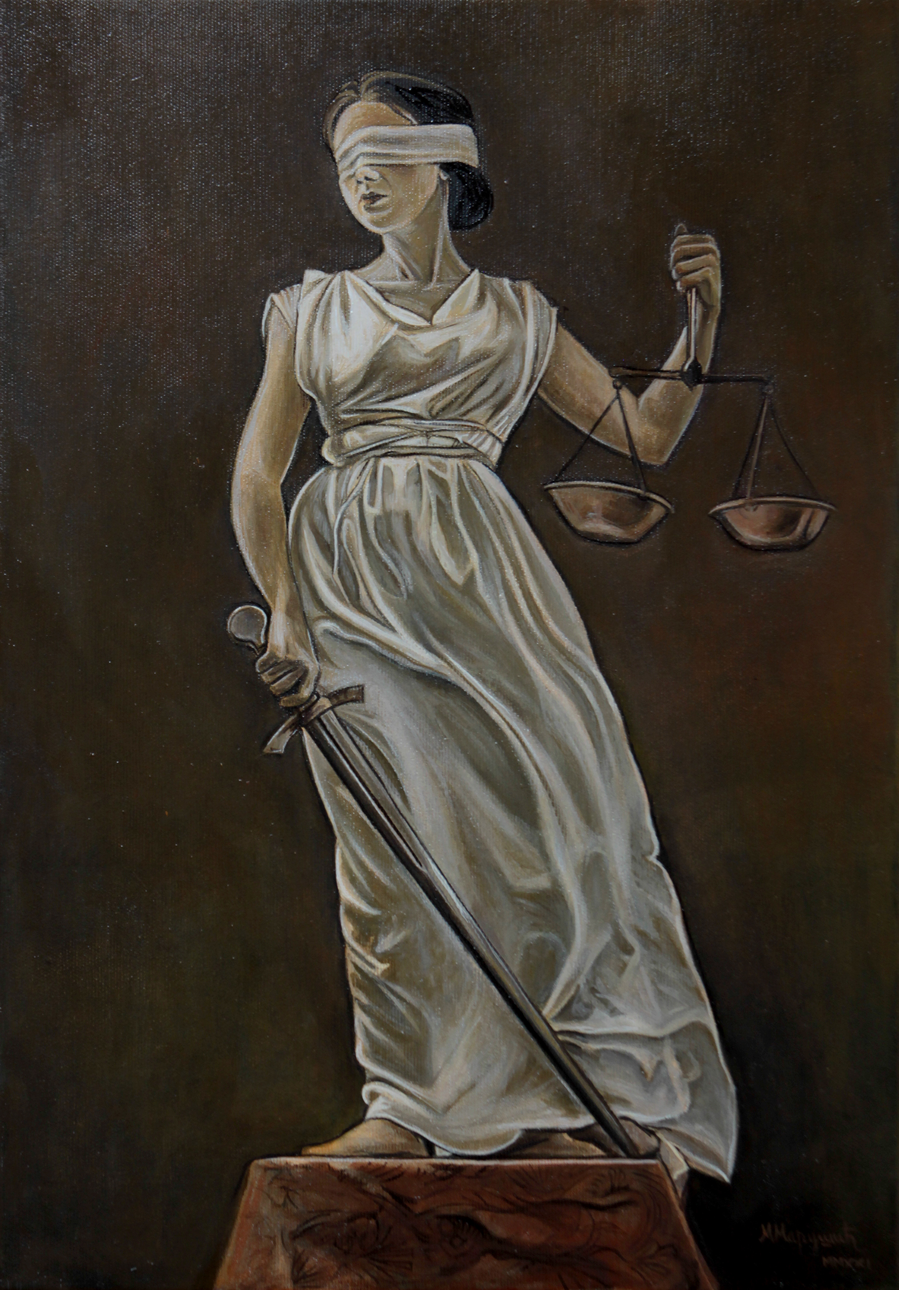 Lady Justice - Oil Painting on Canvas - 50x35cm 2021 Original Artwork by artist Milica Marusic Art