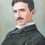 Nikola Tesla - Oil Painting on Canvas - 46x36cm Original Artwork by artist Milica MARUSIC Art
