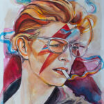 David Bowie - Portrait 35x25cm y2022 - Watercolor Painting by Milica Marusic Art
