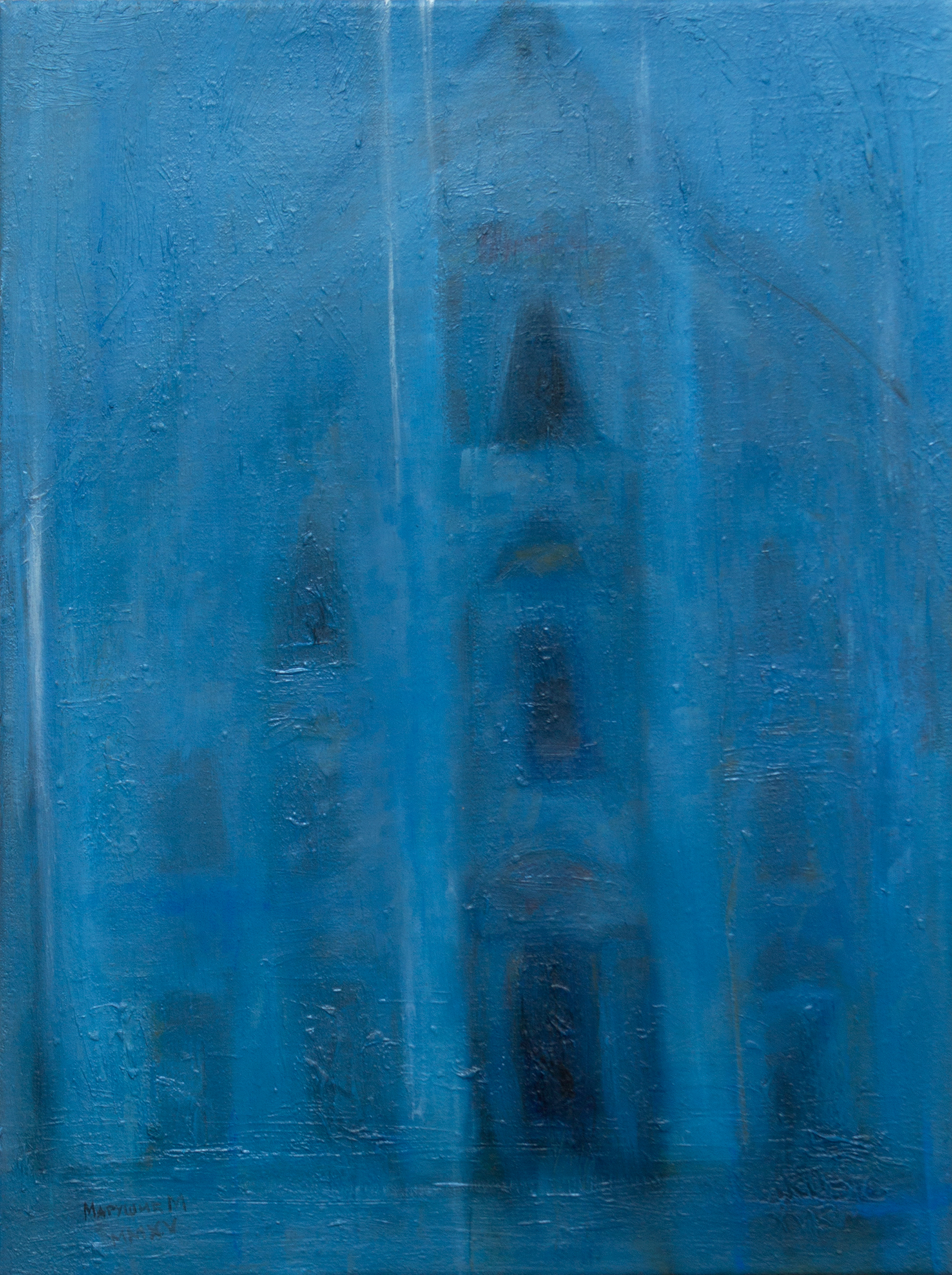 Blue Cathedral - Oil painting on canvas 30x40cm, year 2015 - by artist Milica MARUŠIĆ Art