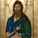 Saint John the Baptist - (Sveti Jovan Krstitelj) - 35x25cm Byzantine Icon egg tempera on wood with gold leaf - Hand painted by artist Milica MARUŠIĆ