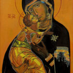 Virgin Mary - (Bogorodica) - 30x20cm - Byzantine Orthodox Icon - Oil on canvas artwork hand painted by artist Milica MARUŠIĆ