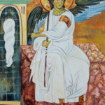 White Angel - 70x50cm - Byzantine Orthodox Icon - Oil on canvas artwork hand painted by artist Milica MARUŠIĆ