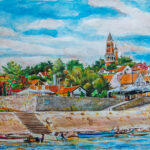 Zemun - 35x50cm watercolor Painting - Original Landscape Artwork by artist Milica MARUSIC Art