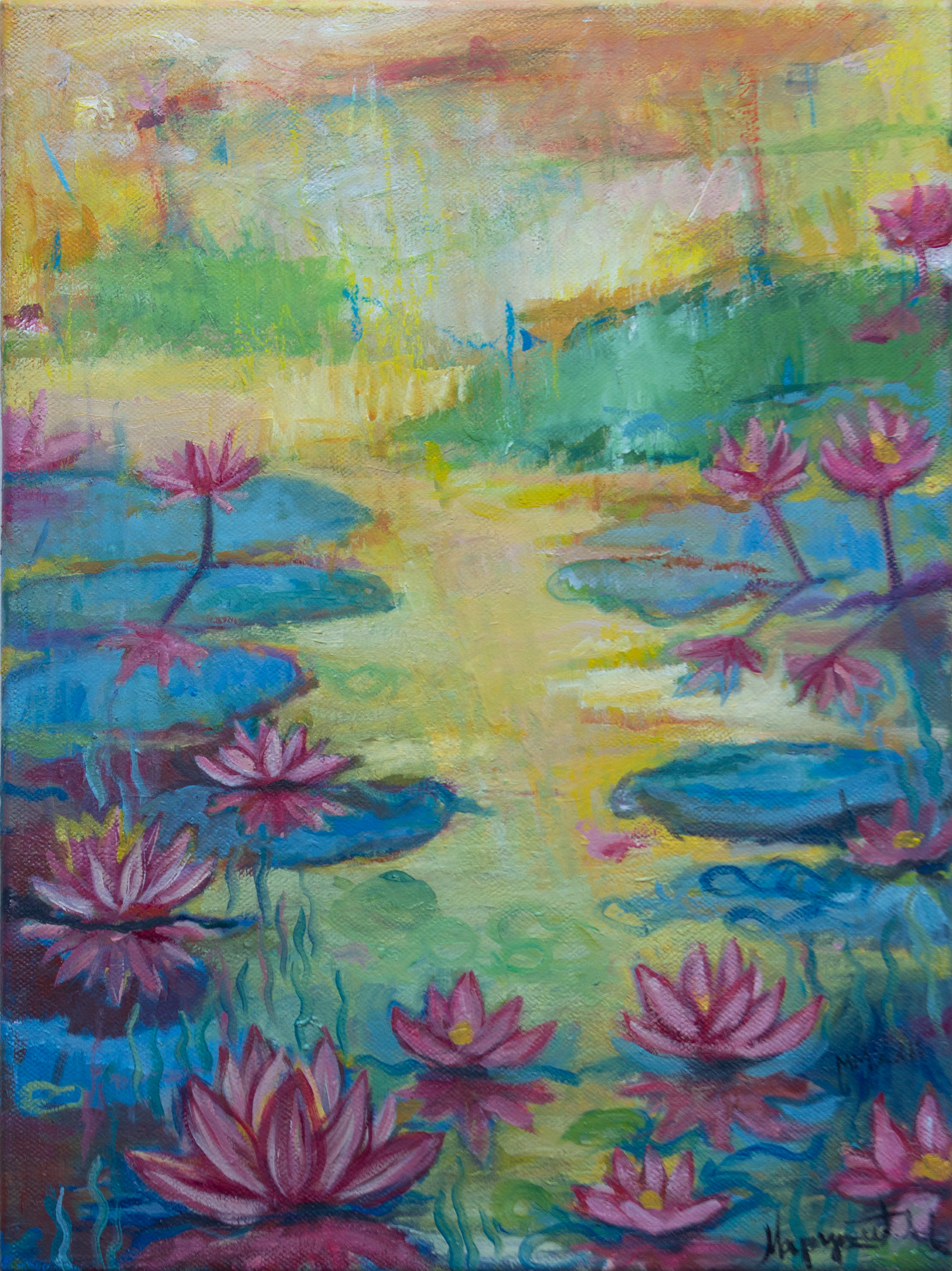 Water Lilies - Oil Painting on Canvas - 40x30cm Original Artwork by artist Milica MARUSIC