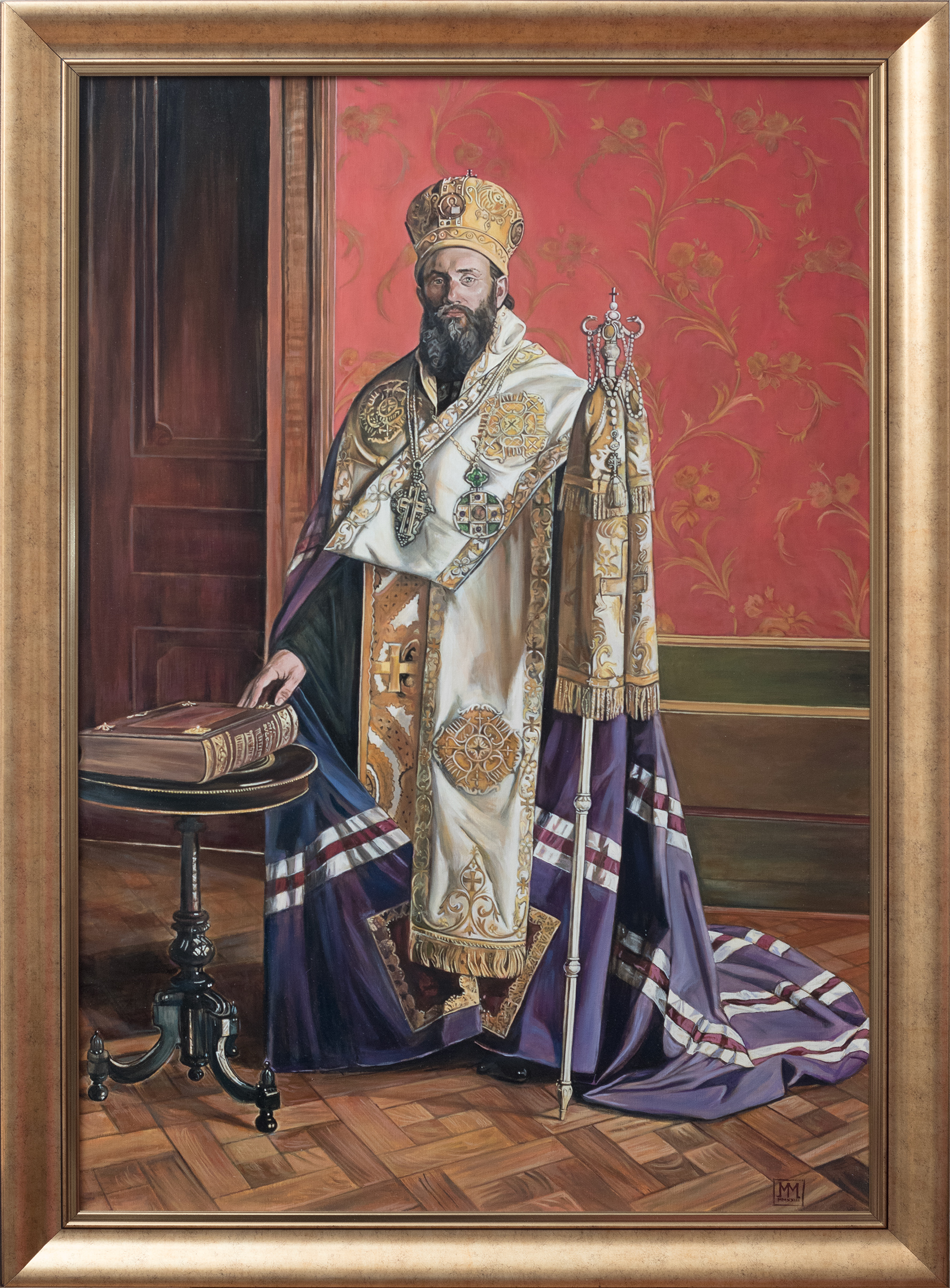 Bishop Irinej Ćirić - 120x80cm 2023 - Commissione d Religious painting- Original oil on canvas - artist Milica Marušić