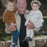 Grandfather and kids - Commissioned Oil Painting on Canvas 50x40cm - Original Artwork by artist